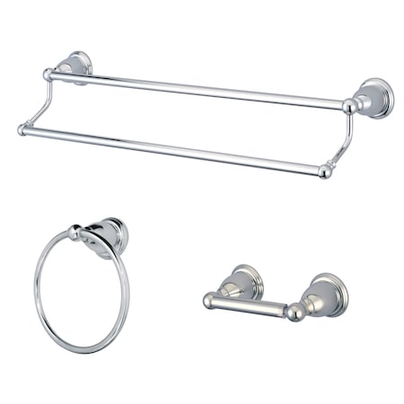 Kingston Brass 3-Piece Bathroom Accessory Set, Chrome BAK175348C